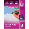 Avery Dennison Avery Translucent Durable Write-on Divider, 8.5"x11", 5 Tabs, Clear/Multicolor 16170